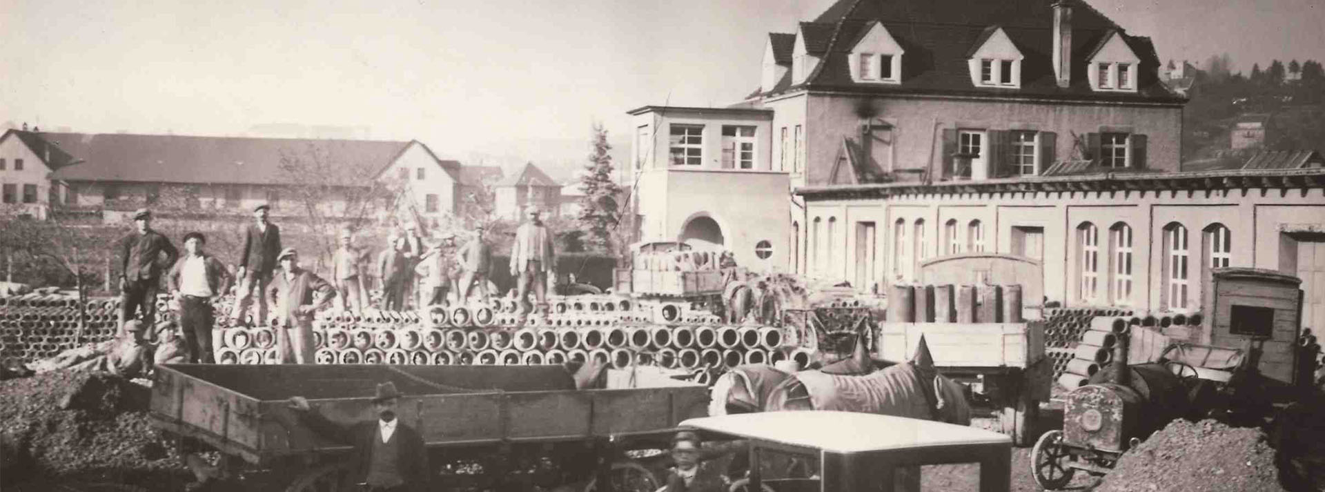 Betriebsgelände um 1930: Kemmler Geschichte eines frühen Unternehmensstandorts – Kemmler Tradition, Familiengeschichte Kemmler, Entstehung Firmen-Familie Kemmler.